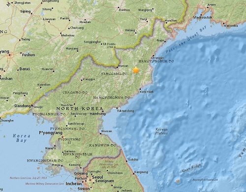 ↑ 지진 발생 위치/사진 = 연합뉴스