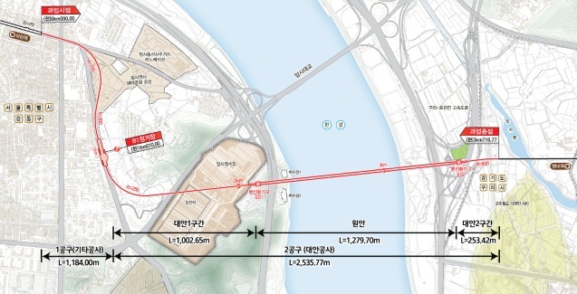 별내선(8호선연장) 1,2공구 노선도