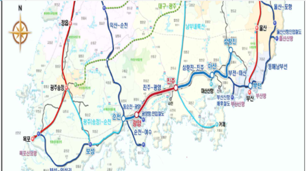 한국철도시설공단은 비전철 운행구간인 경전선 광양～진주 구간(51.5km)에 총사업비 2,396억원을 투입하여 전철화사업을 착공한다./ⓒ한국철도시설공단