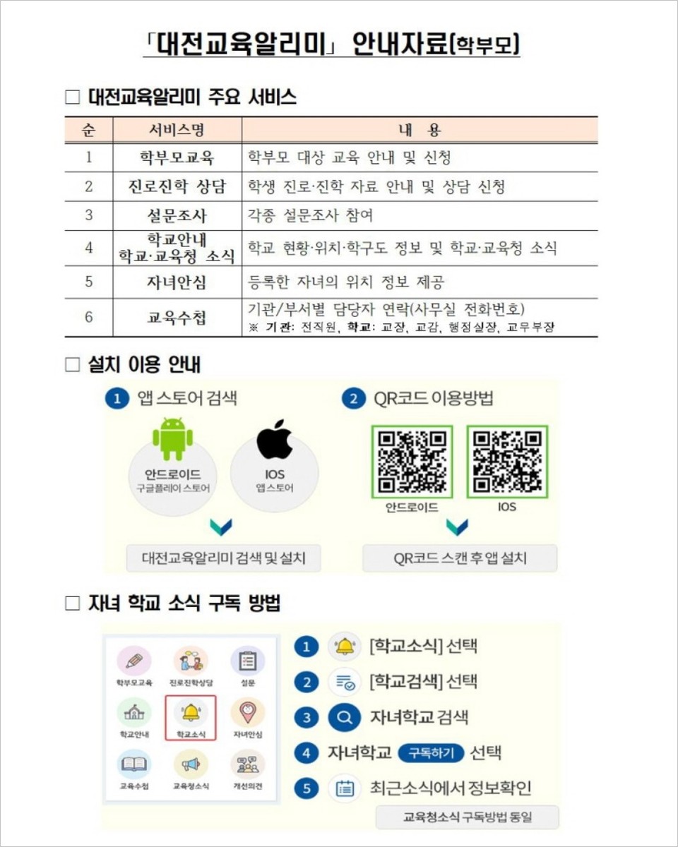 대전교육청 '대전교육알리미 앱' 개발.ⓒ대전시교육청