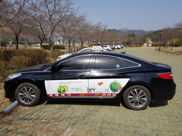 의령군은 23일부터 군내 모든 법인과 개인택시 66대에 대하여  새롭게 디자인한 LED 택시표시등으로 교체하여 운행한다./ⓒ의령군