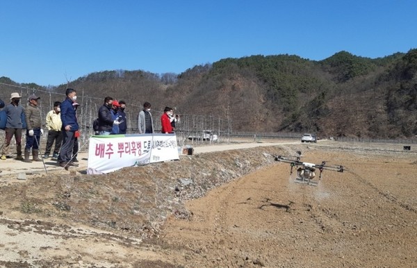 청송군, 코로나19 농촌 일손부족 드론으로 대체/Ⓒ청송군청