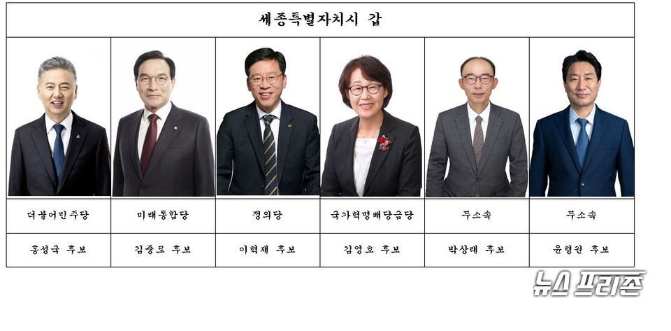 세종 갑 선거구 국회의원 후보 대진표./ⓒ박성민기자