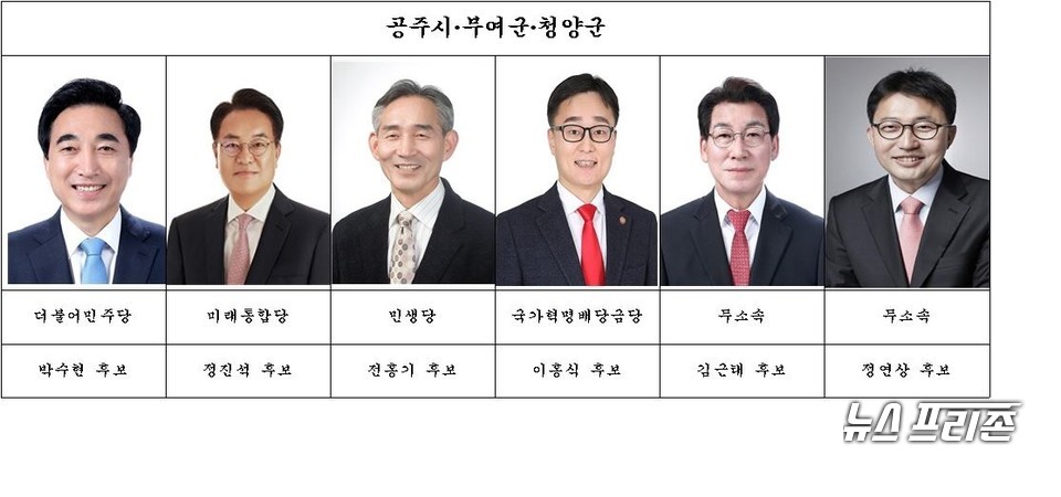 공주·청양·부여 선거구 국회의원 후보 대진표./ⓒ박성민기자