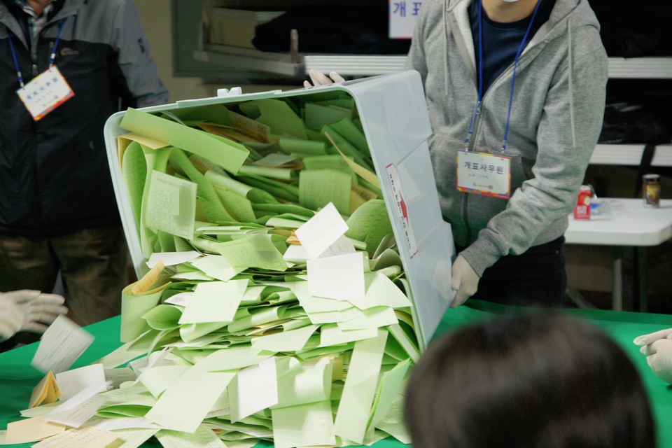 충남 천안시 서북구 유관순체육관 개표소./ⓒ김형태 기자