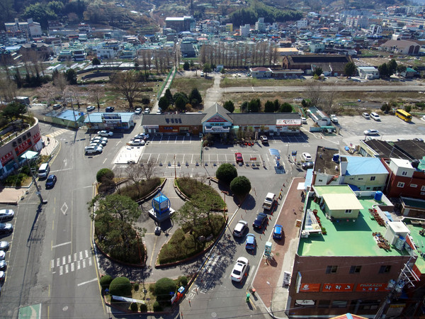 구)진주역 사거리 광장 조성사업 조성현장./ⓒ진주시