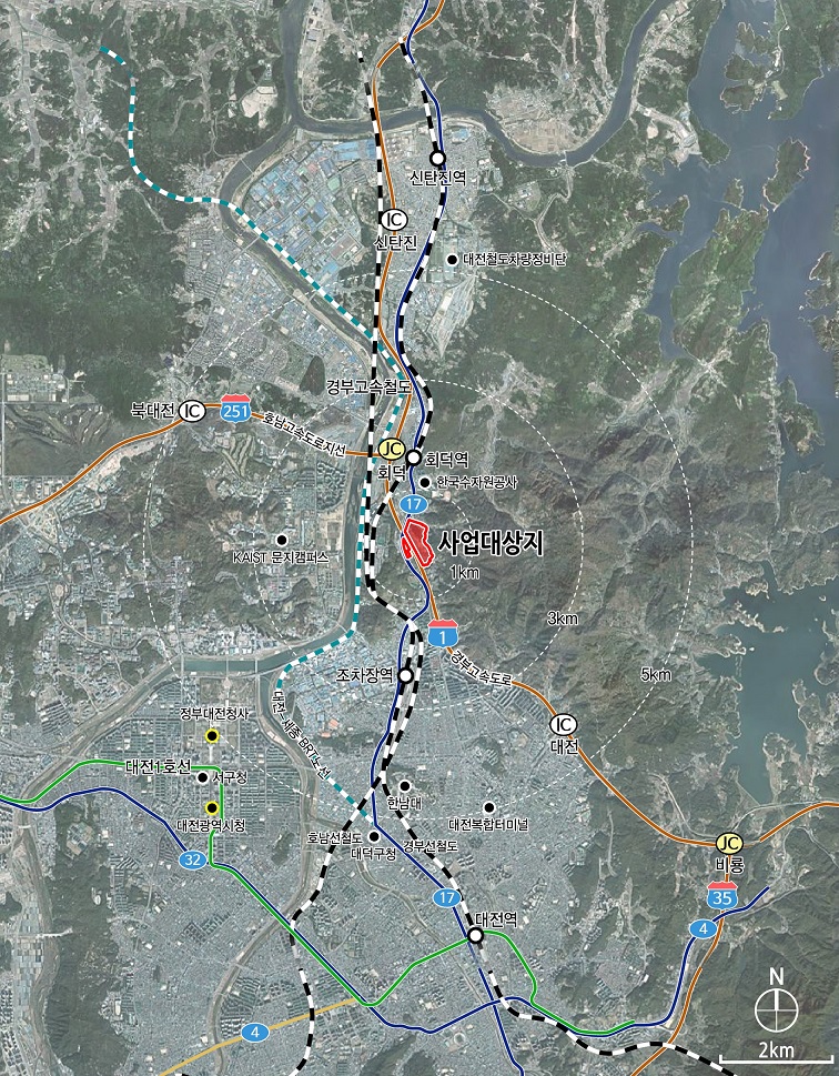 대전시는 22일 대덕구 연축동 249번지 일원 24만 1650㎡부지에  도시개발구역을 지정 고시했다. 사진은 대전연축 도시개발구역 지정_위치도./ⓒ대전시