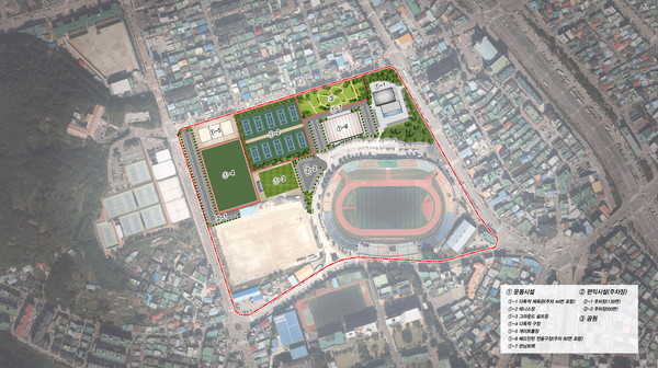 진주시는 신안동 일원에 추진하는 복합스포츠타운 조성사업이 행정안전부의 지방재정 투자심사를 통과했다.(항공사진)/ⓒ진주시