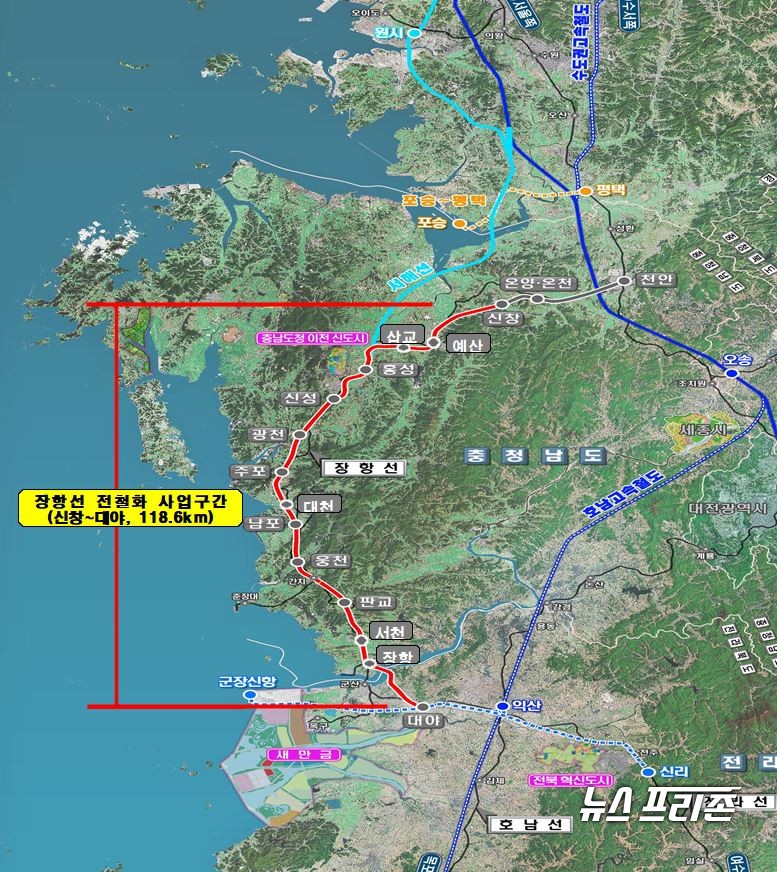 장항선 복선전철 사업 위치도.©보령시청