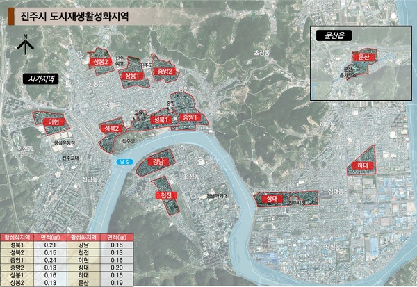 '2030 진주시 도시재생 전략계획'경남도 변경 승인 -진주시 도시재생활성화지역./ⓒ진주시