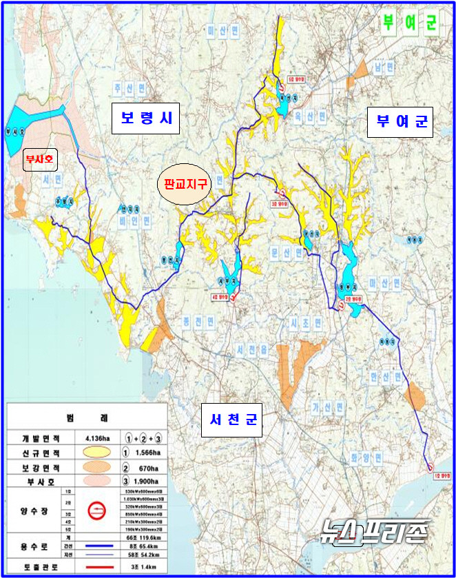 ‘판교지구 다목적 농촌용수개발사업’ 사업계획도.©서천군청