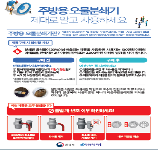 합천군은 주방용 오물분쇄기를 사용하는 군민들에게 주의를 당부했다./ⓒ합천군