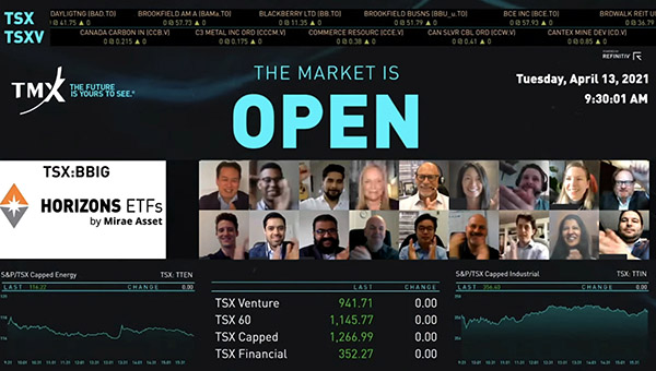 4월 13일 토론토 증권거래소에서 온라인으로 진행된 글로벌 BBIG ETF 상장행사 / ⓒ미래에셋자산운용