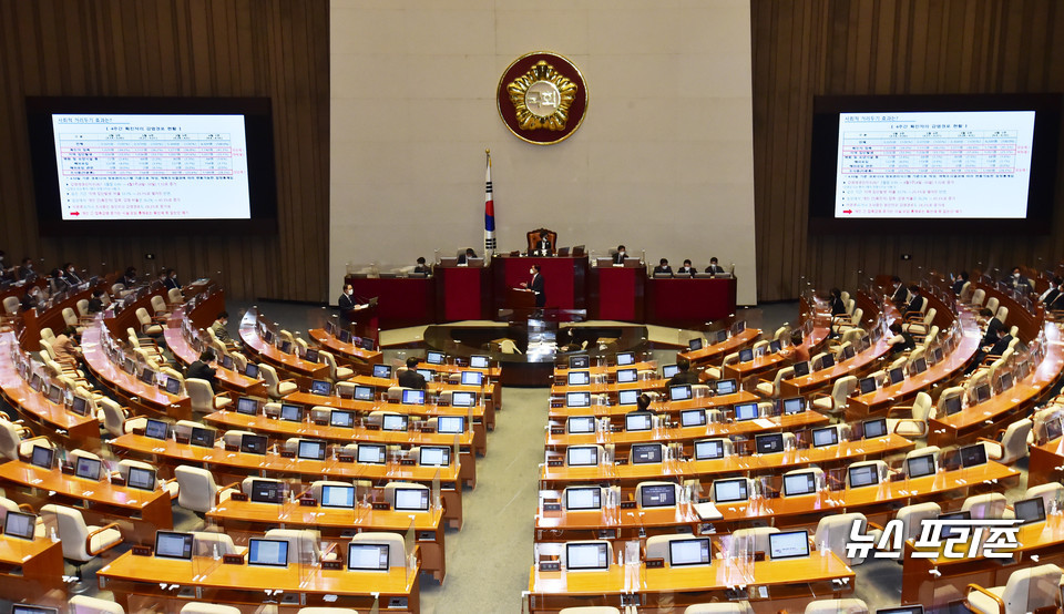 지난 21일 서울 여의도 국회 본회의에서 교육·사회·문화 분야 대정부질문이 진행되고 있다. Ⓒ연합뉴스