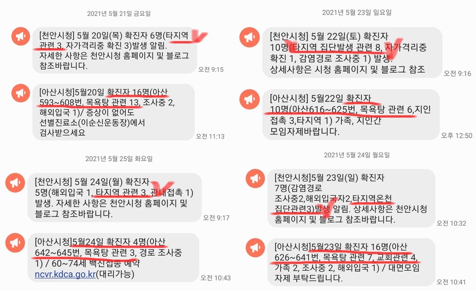 아산시 코로나19 상황과 인접한 천안시에서 발생한 아산 목욕장發 확진자 발생 정보./ⓒ김형태 기자