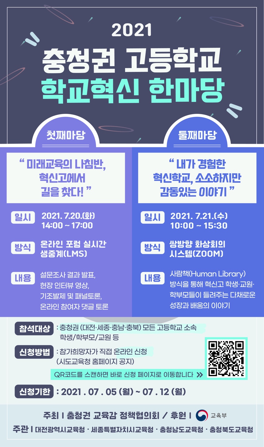 충청권(충남·충북·대전·세종) 27개 혁신고등학교들이 20일 온라인을 통해 ‘2021 충청권 고등학교 학교혁신 한마당’을 개최했다./ⓒ충남교육청