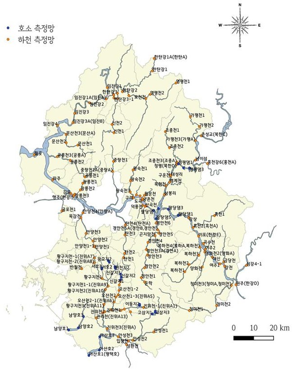 경기도 수질측정망(하천, 호소) 조사지점(사진=경기도)