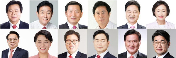 국민의힘은 부동산 거래 과정에서 관련 법령 위반 의혹이 제기된 소속 의원 12명 중 강기윤(윗줄 왼쪽부터)·이주환·이철규·정찬민·최춘식 의원에 대해서는 탈당을 요구했다. 비례대표인 한무경 의원은 제명하기로 했다.    안병길(아랫줄 왼쪽부터)·윤희숙·송석준·김승수·박대수·배준영 의원은 본인의 문제가 아니거나 소명이 충분하다고 판단해 문제 삼지 않았다. 2021.8.24