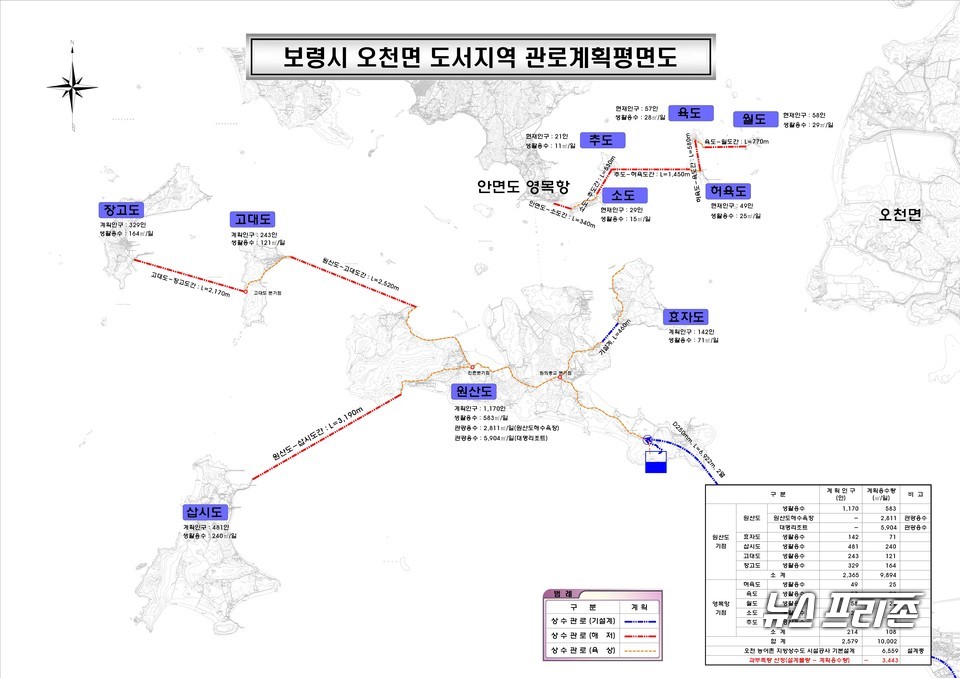 도서지역 관로계획 평면도.(사진=보령시청)