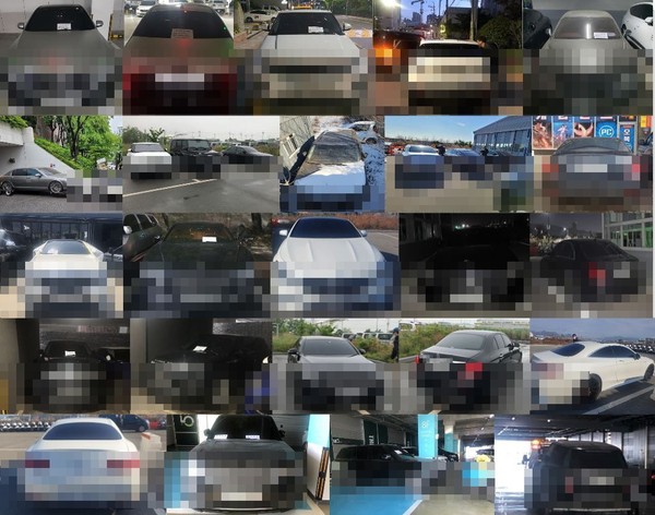 렌트사업 사기 차량들 (사진=부산경찰청)