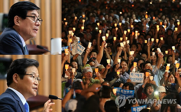 지난 2013년 6월 '국정원 불법 대선개입' 사건을 수사하던 서울중앙지검 특별수사팀은 원세훈 전 국정원장과 김용판 전 서울경찰청장을 불구속 기소한 바 있다. 당시 특별수사팀장은 윤석열 후보였다. 이들은 대표적인 대선개입 논란의 당사자들이었다. 사진=연합뉴스