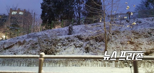 눈이 내린 광진구 광장동 모습