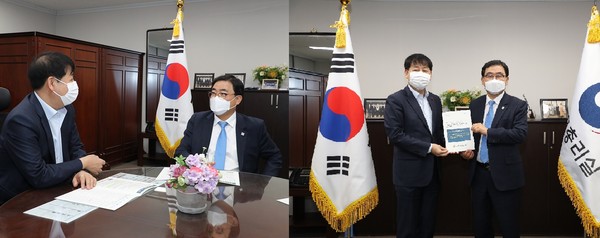 전국특례시시장협의회 대표회장을 맡고 있는 허성무 창원시장이 국회 행안위 제1법안심사소위원회 박재호 위원장(좌)과 구윤철 국무조정실장을 차례로 만나 특례시 권한 확대를 위한 입법지원을 요청했다.